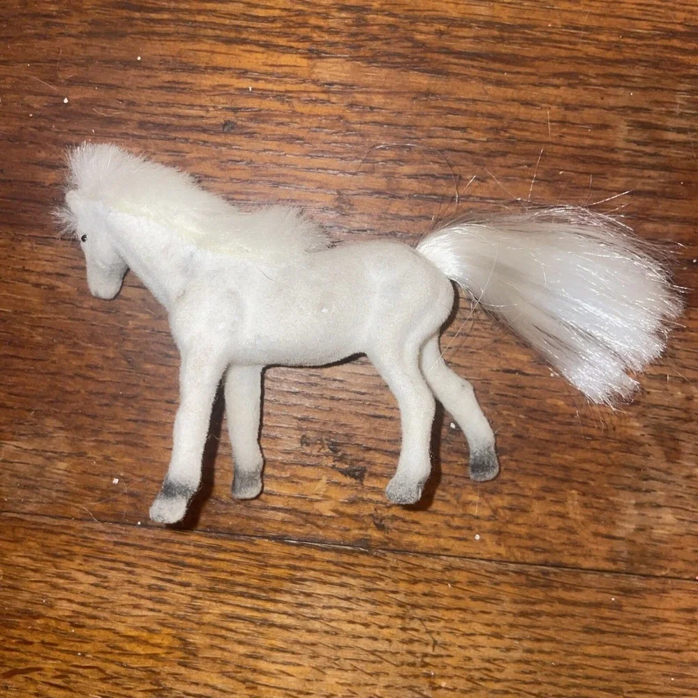 Vintage Lot 7 Toy Velvet Flocked Coated Horses‎ Ponies Figures 3